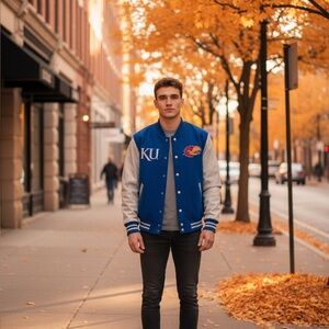 KU Blue and White Varsity Jacket